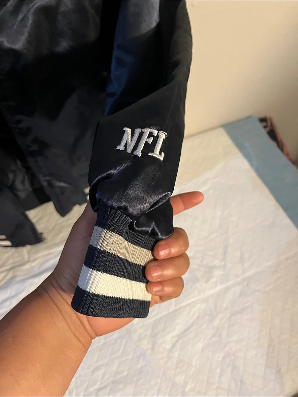 NFL Navy and White Kids Puffer Jacket with Star Logo